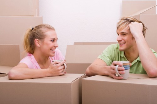 Moving van ready for a house removal outside a residential property