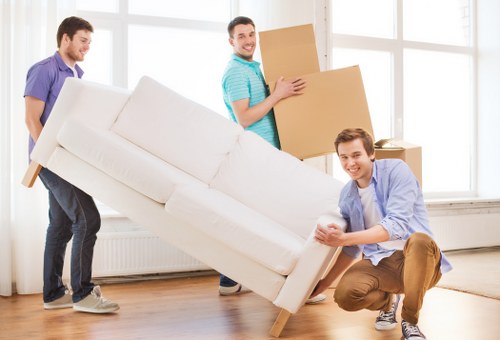 Removals van loaded for a house move in a local residential street