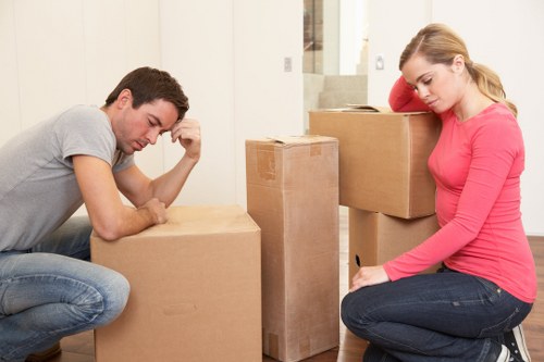 Packed household boxes prepared for a domestic house move