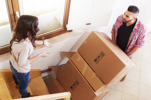 Boxes and furniture organised for a local home move