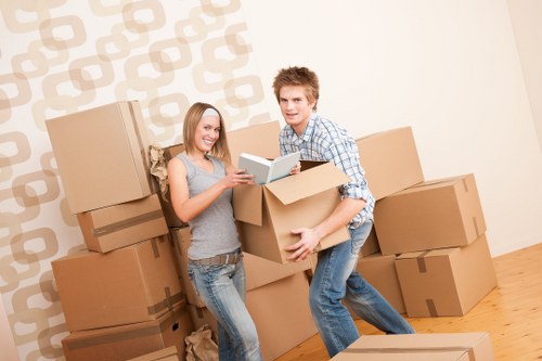 Removal team preparing furniture and boxes for a home move